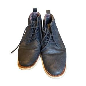 Ben Sherman Nu Casual Faux Leather Chukka Boots Size 8.5 Blue Mens Lace-Up Vamp